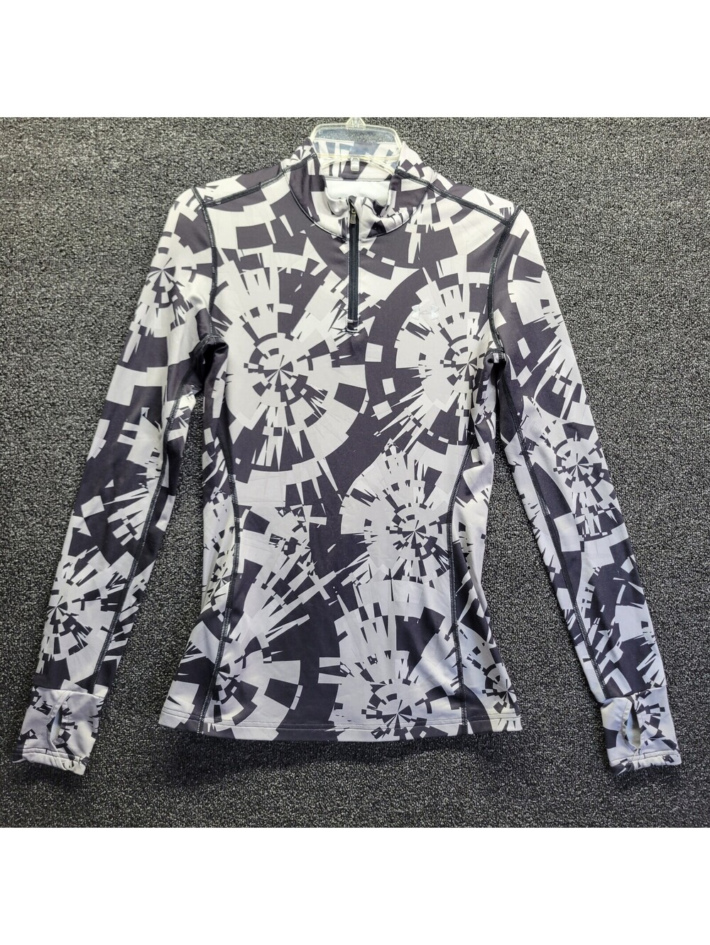Under Armour Coldgear Pullover Womens Sz S 1/4 Zip Geometric Fitted Athleticwear